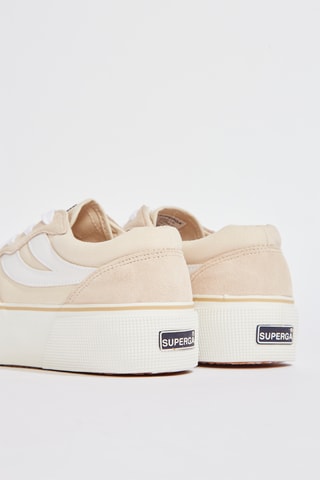Zapatillas de piel con plataforma - Beige