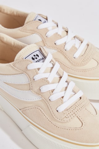 Zapatillas de piel con plataforma - Beige