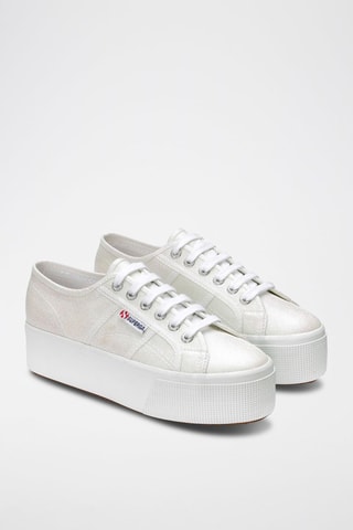 Tenis con plataforma 2790 LAME - Blanco