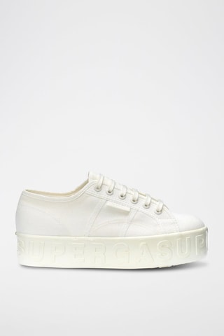 Tenis con plataforma 2790 SHINY 3D LETTERING - Blanco