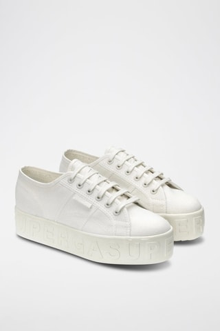 Tenis con plataforma 2790 SHINY 3D LETTERING - Blanco