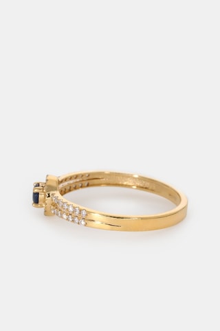 Anello - Oro giallo 18 kt, zaffiro e diamanti