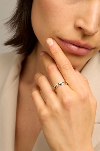 Anello - Oro giallo 18 kt e bianco