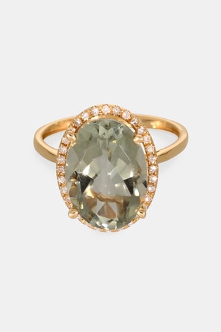 Anello - Oro giallo 18 kt, ametista e diamanti