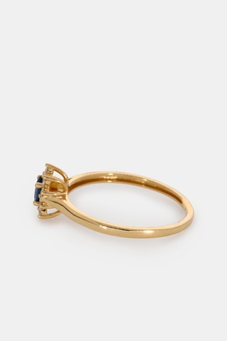 Anello - Oro giallo 18 kt, zaffiro e diamanti