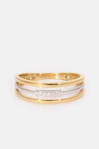 Anello - Oro giallo 18 kt, oro bianco e diamanti