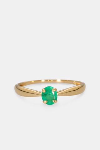 Anello - Oro giallo 18 kt e smeraldo