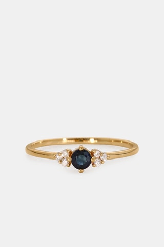 Anello - Oro giallo 18 kt, zaffiro e diamanti