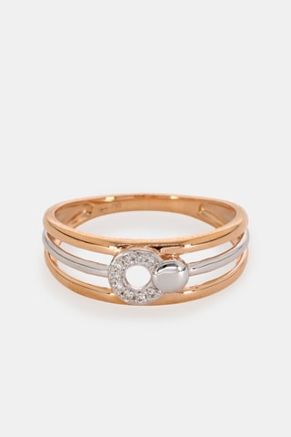 Anello - Oro rosa, oro bianco 18 kt e diamanti