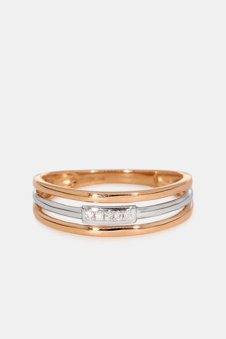 Anello - Oro bianco 18 kt, oro rosa e diamanti