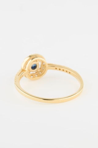Anello - Oro giallo, diamanti e zaffiro