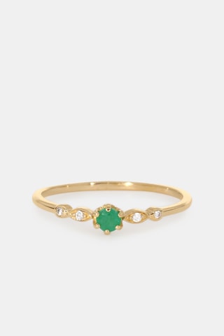 Anel - Ouro amarelo 18 quilates, esmeralda e diamantes