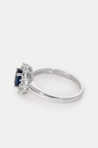 Anel - Ouro branco 18 quilates, safira e diamantes