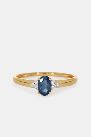 Anello - Oro giallo 18 kt, zaffiro e diamanti