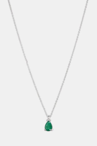 Collana - Oro bianco 18 kt, diamanti e smeraldo