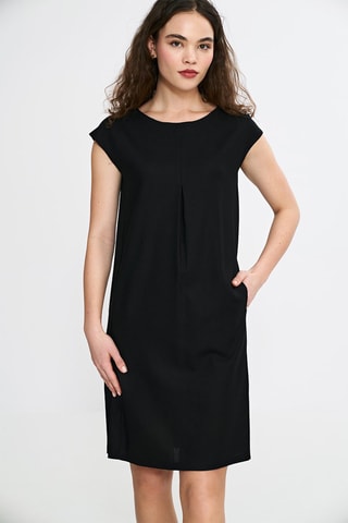 Vestido recto relaxed fit de lino - Negro
