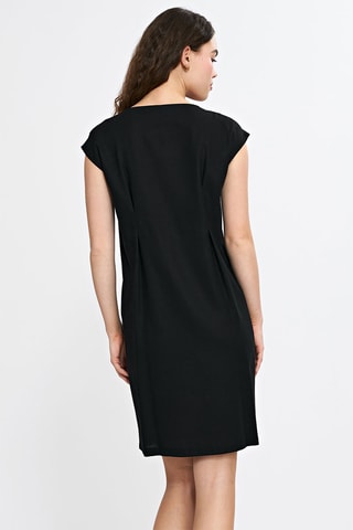 Vestido recto relaxed fit de lino - Negro