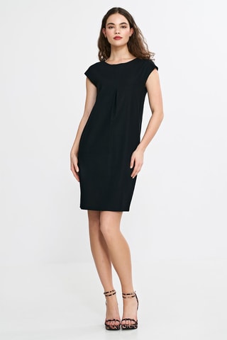Vestido recto relaxed fit de lino - Negro