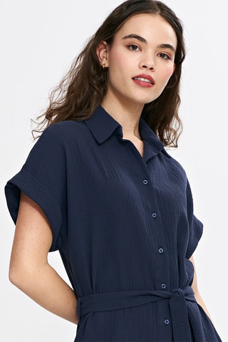 Vestido camisero relaxed fit - Azul