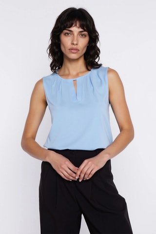 Blusa regular fit sin mangas - Azul