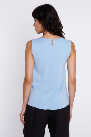Blusa regular fit sin mangas - Azul