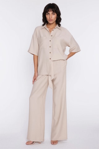 Pantalón wide leg - Beige