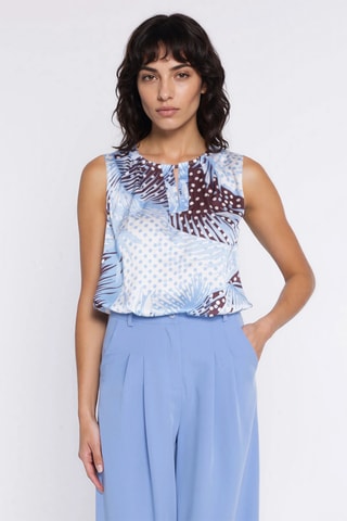 Blusa regular fit sin mangas - Blanco