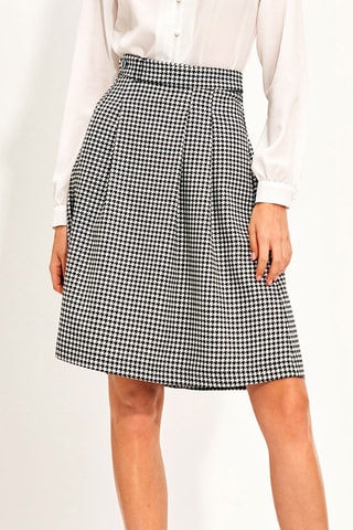 Falda evasé de talle alto - Negro