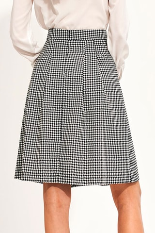 Falda evasé de talle alto - Negro