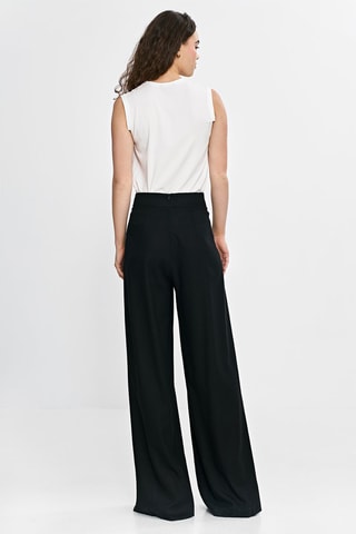 Pantalón palazzo de lino - Negro