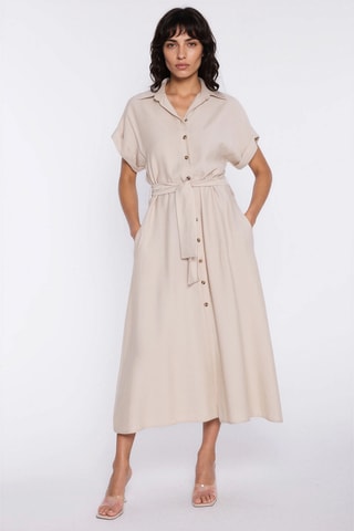 Vestido camisero relaxed - Beige