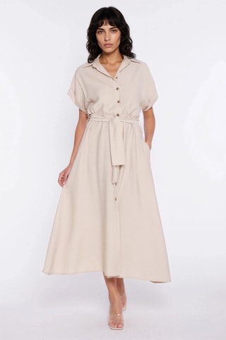 Vestido camisero relaxed - Beige