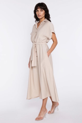 Vestido camisero relaxed - Beige