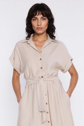 Vestido camisero relaxed - Beige