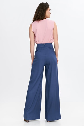 Pantalón palazzo de lino - Azul