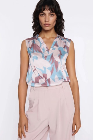 Blusa regular fit sin mangas - Azul