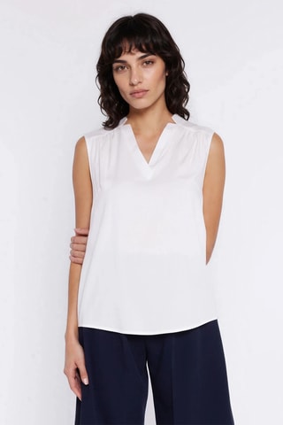 Blusa regular fit sin mangas - Crudo