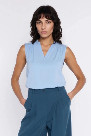 Blusa regular fit sin mangas - Azul