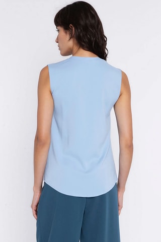 Blusa regular fit sin mangas - Azul