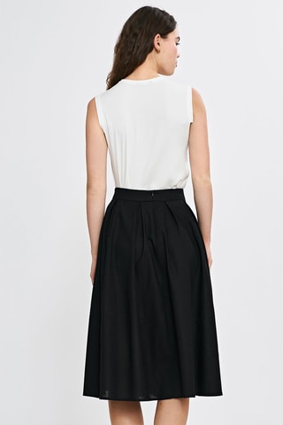 Falda midi de lino - Negro