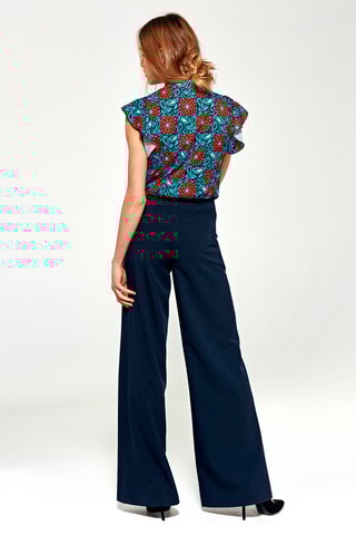 Pantalón wide leg de tiro alto - Azul