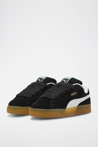 Zapatillas de piel XL - Negro y blanco