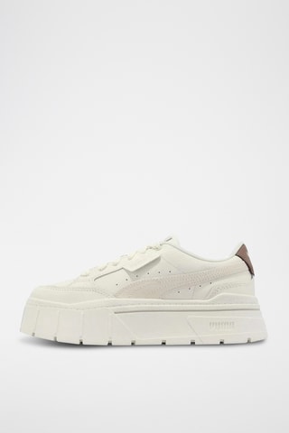 Zapatillas de piel con plataforma - Beige