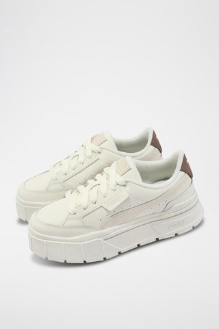 Zapatillas de piel con plataforma - Beige