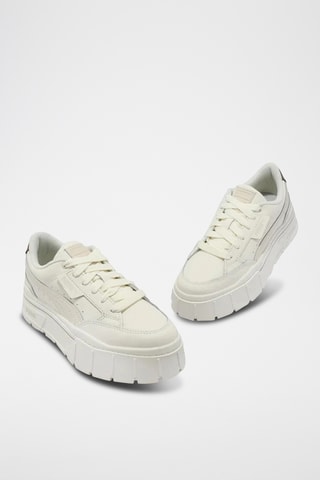 Zapatillas de piel con plataforma - Beige