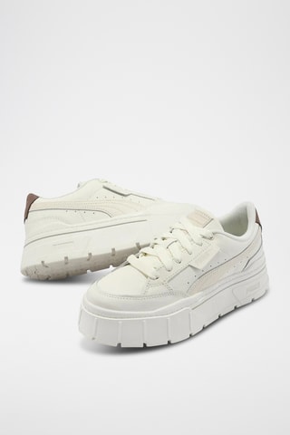 Zapatillas de piel con plataforma - Beige