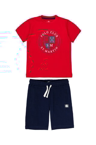 Bermuda et Tshirt - Rouge et bleu