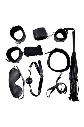 Conjunto de acessórios de bondage Preto - 10 peças