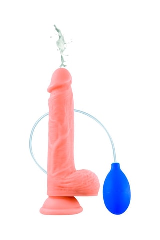 Dildo ventosa com testículos waterproof - 
Bege - 21,5 cm