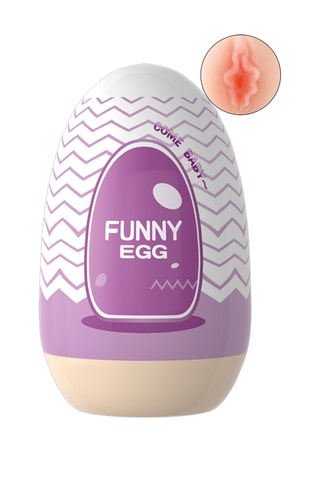 Cinta masturbadora reutilizável funny egg - Violeta e branco - 7 cm